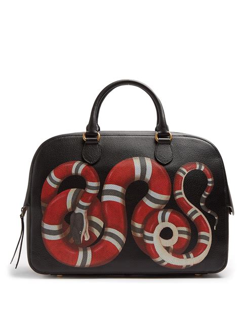 gucci snake duffle|GUCCI Calfskin Kingsnake Print Duffle Black .